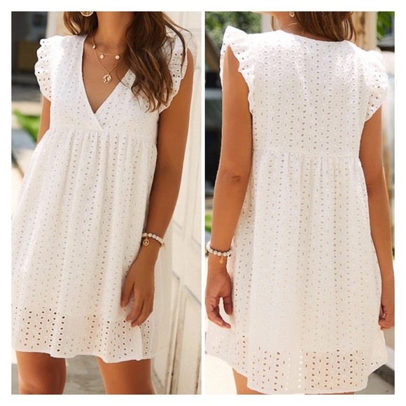 New Summers White Eyelet Dress - Picture 3 of 3